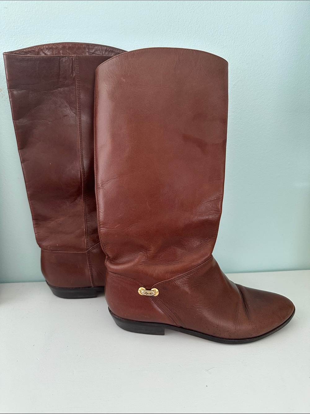 Etienne Aigner Brown Leather Knee-High Riding Boots